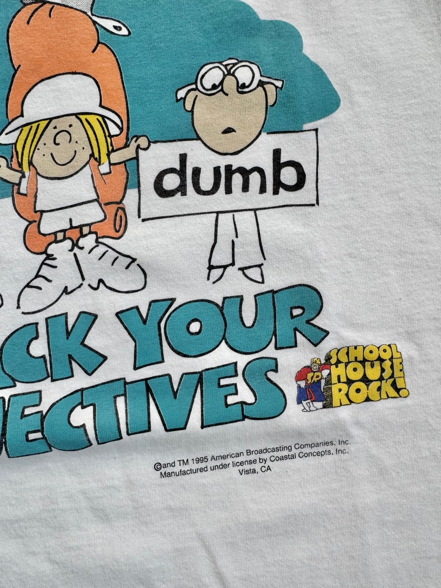 Vintage 1995 School House Rock "Unpack Your Adjectives" Graphic Tee | Large