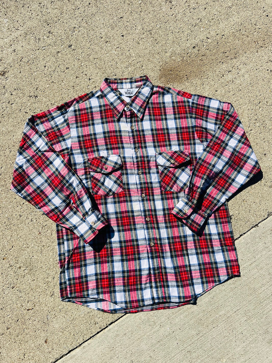 Vintage 1980s Woolrich Red Plaid Flannel Shirt | XL