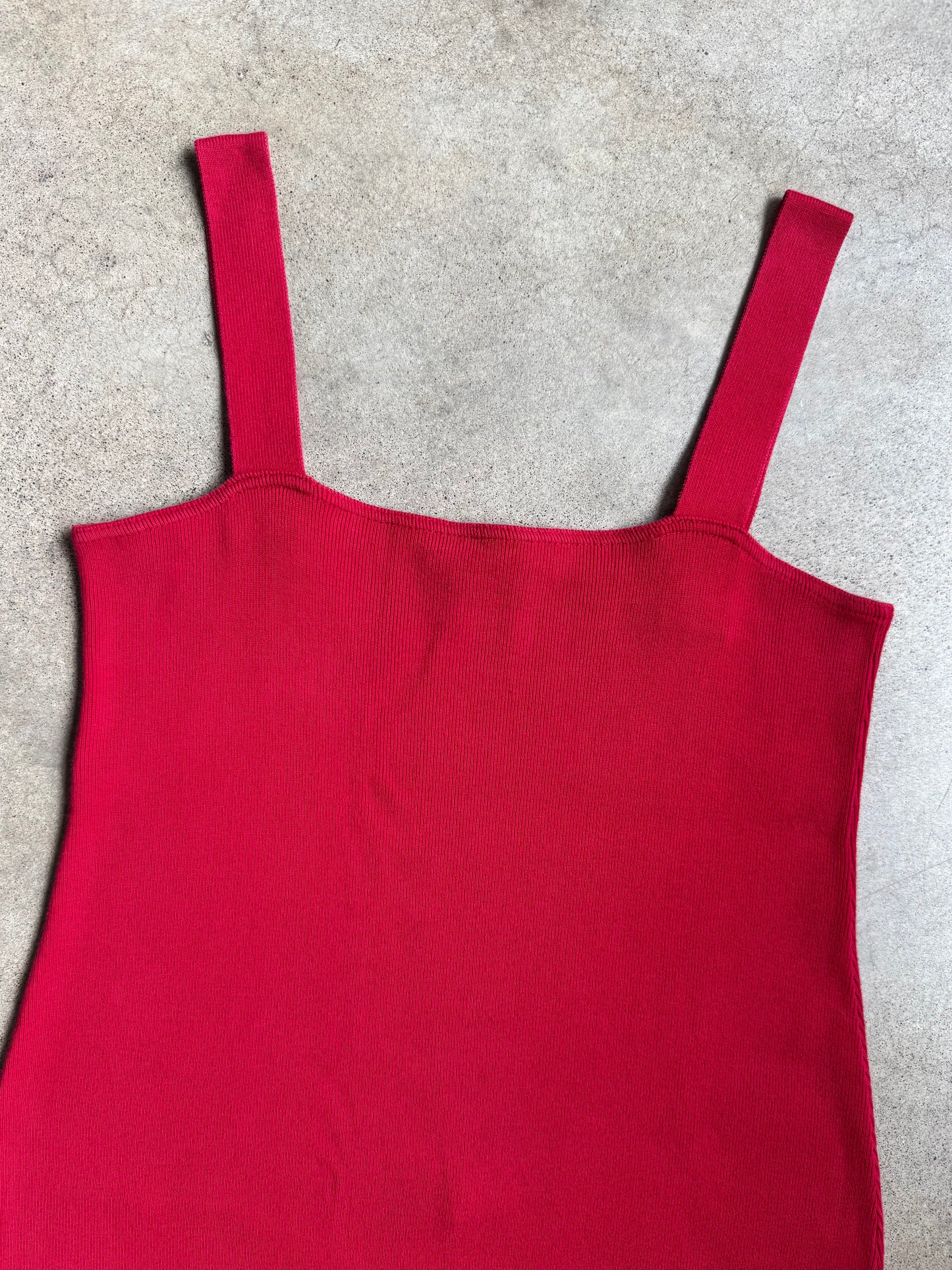Vintage 1990s Joan Vass Red Cotton Knit Mini Dress | Small
