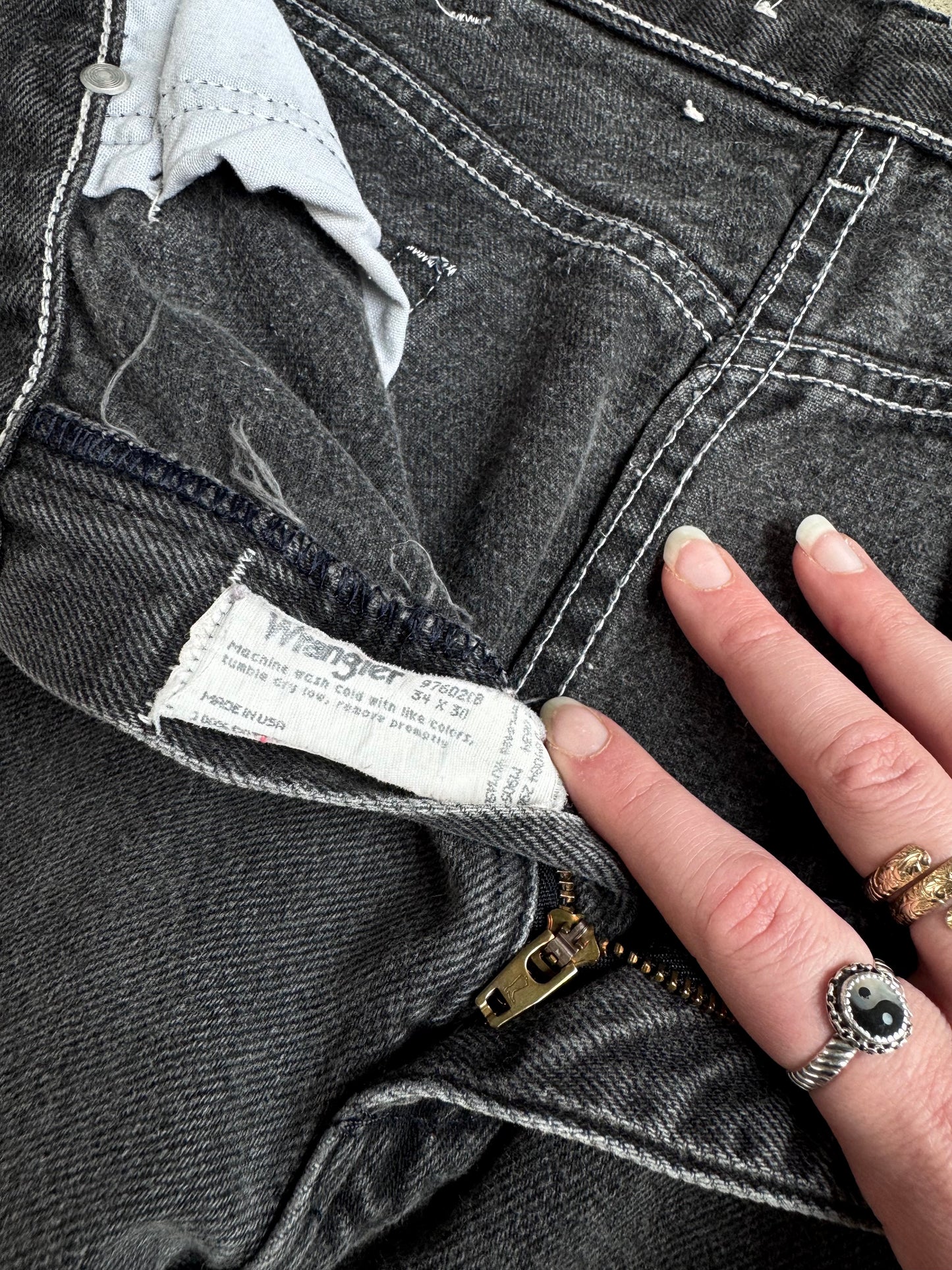 Vintage Wrangler Washed Black Jeans | Waist 32”