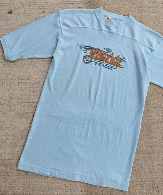 Vintage 1970s Telluride Colorado Faded Blue T-Shirt