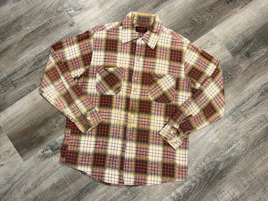 Vintage 1970s Kingsport Worn Cotton Flannel Shirt | Medium