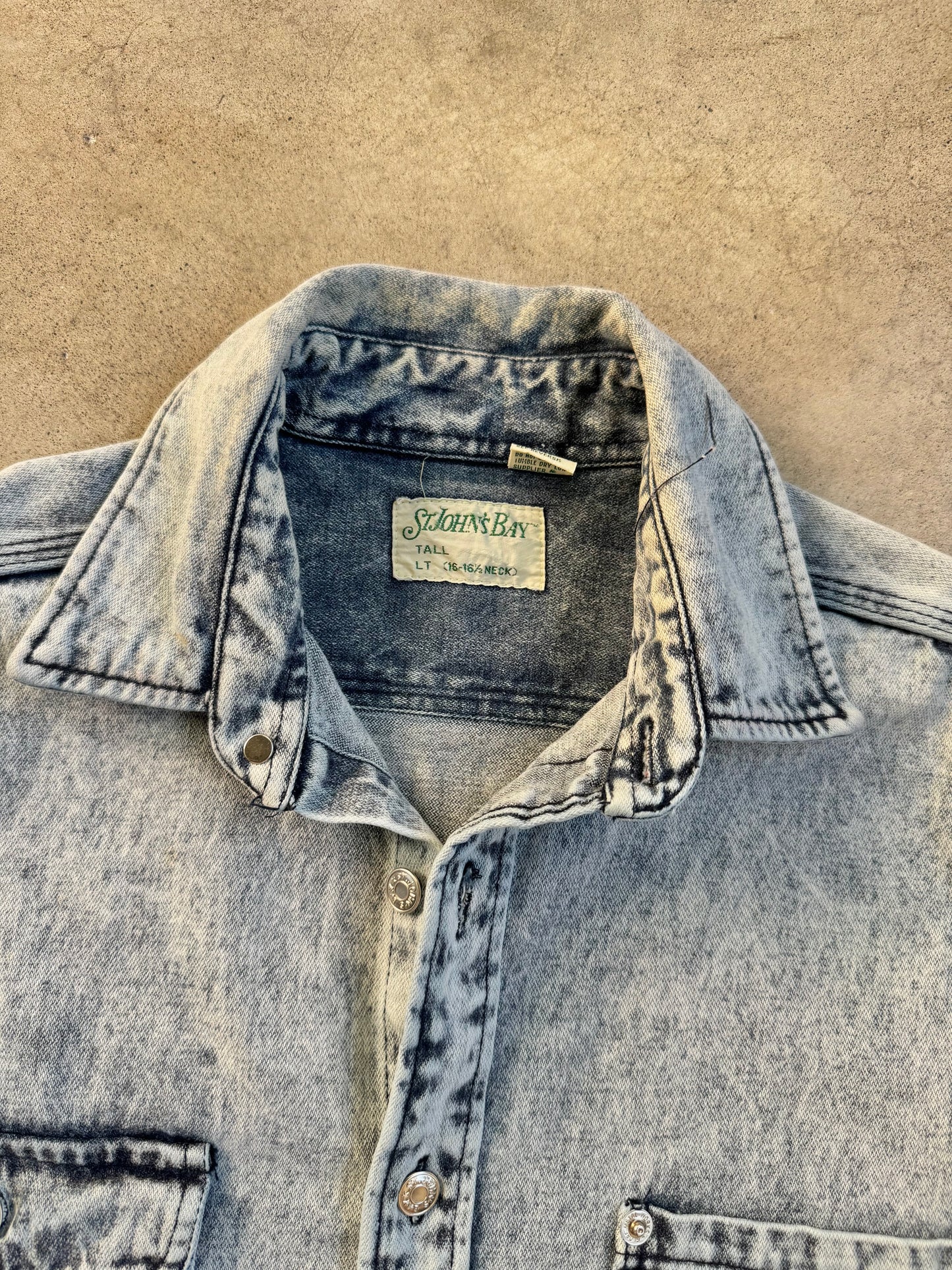 Vintage 1990s St. John's Bay Acid Wash Denim Shirt | Large