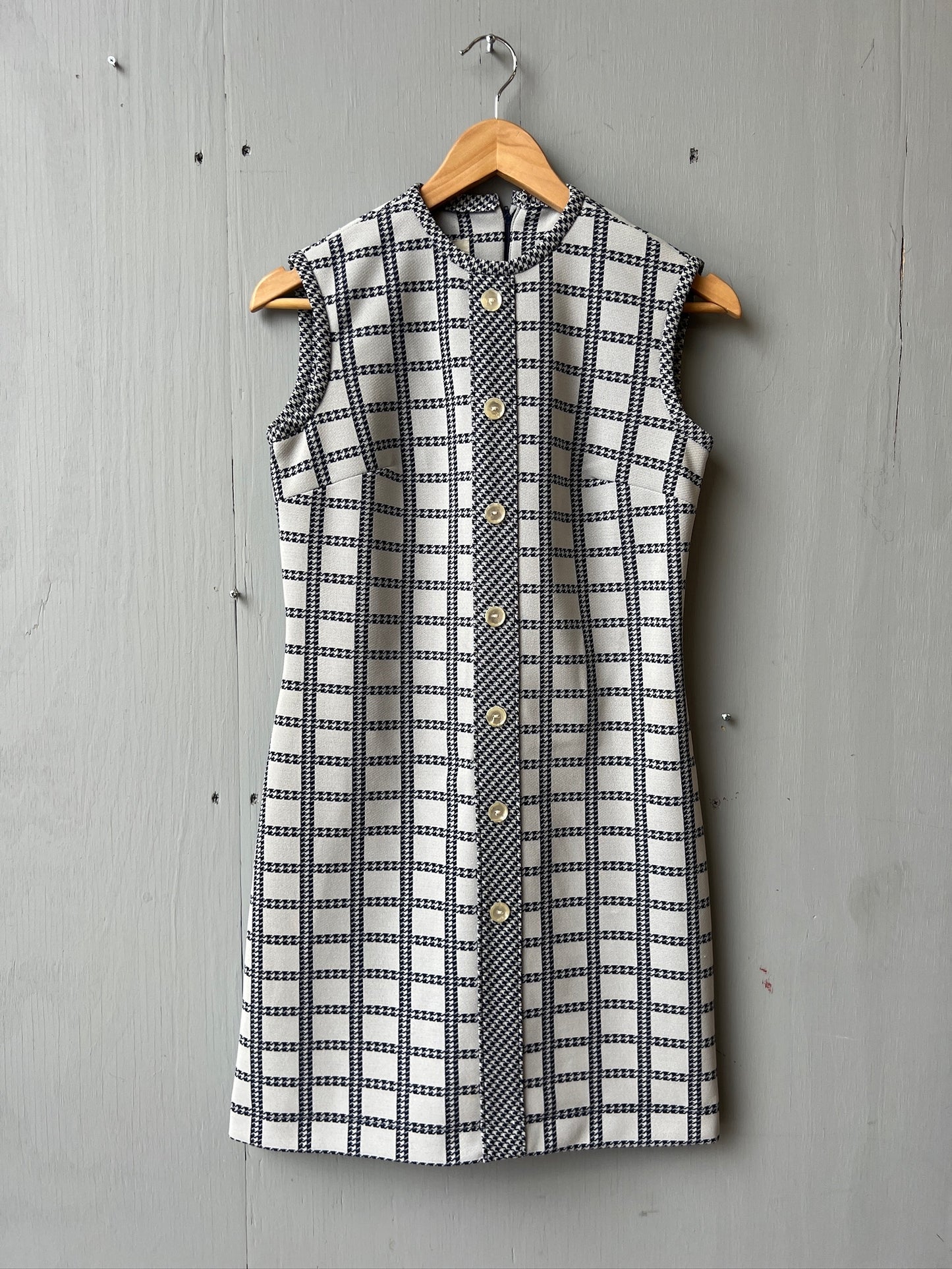 Vintage 1960’s Bleeker Street Polyester Blue & Grey Shift Dress