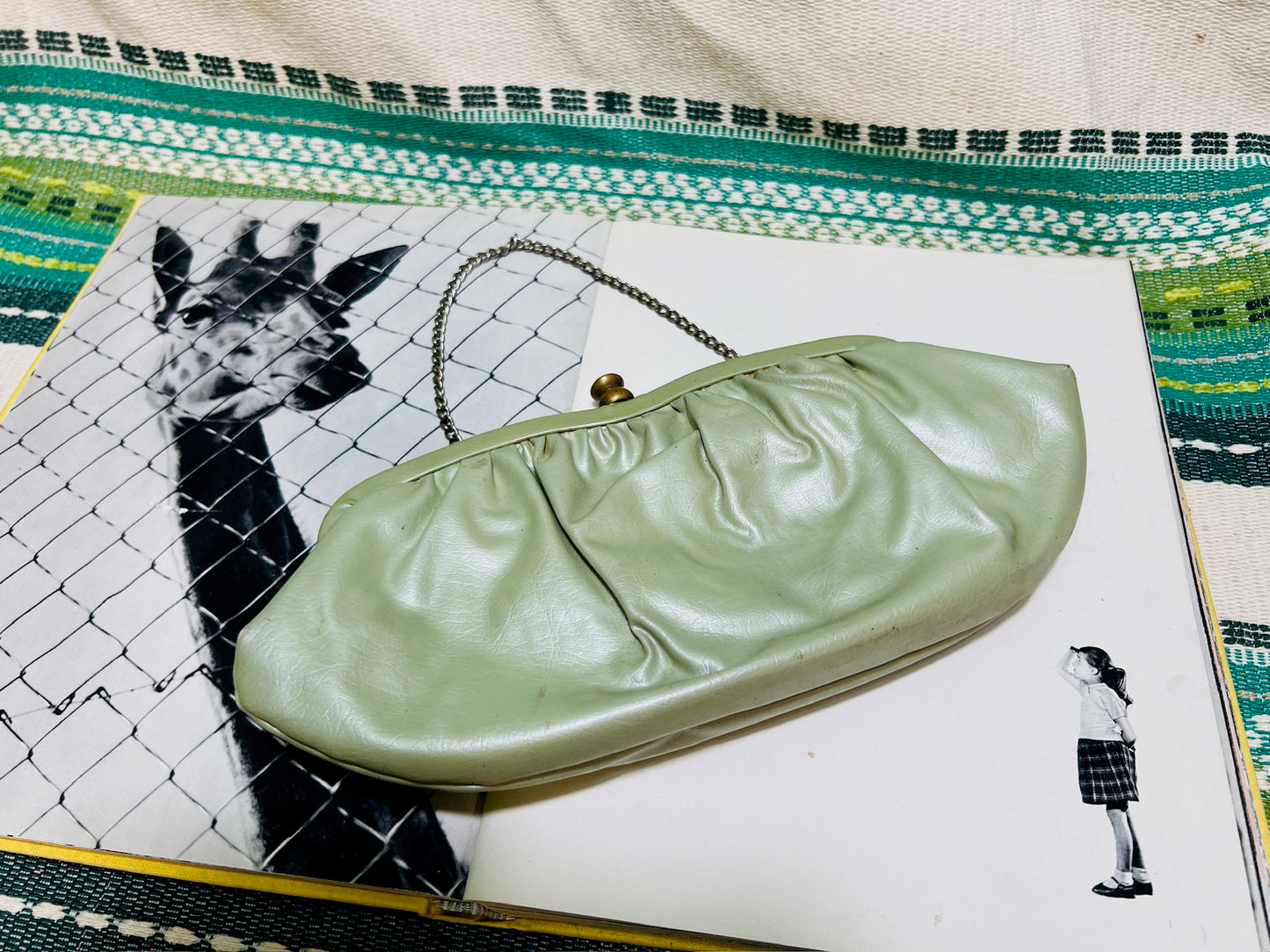 Vintage 1950s Mint Green Vinyl Clutch Purse