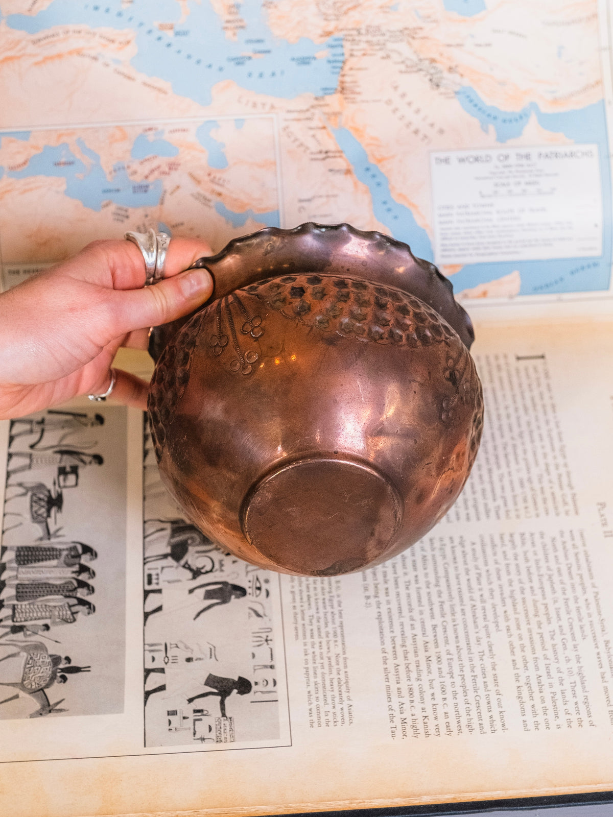 Antique Arts & Crafts Hammered Copper Jardiniere Planter