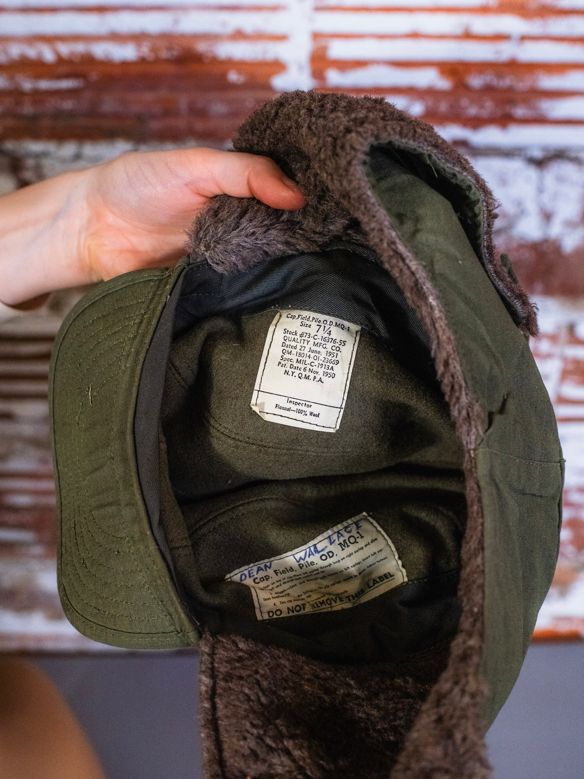 Vintage 1950s Military Cold Weather Field Pile Cap