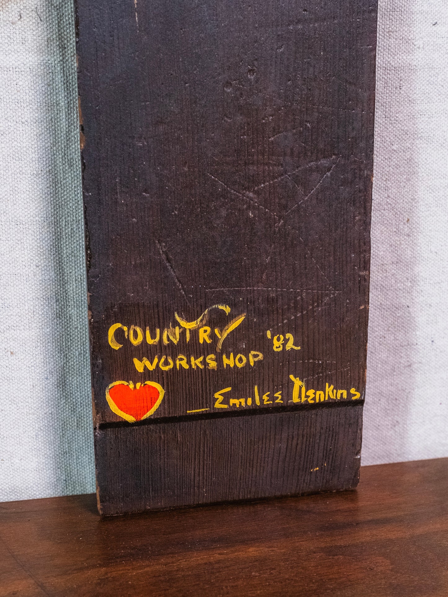 Vintage 1982 Signed Hand-Painted Wood Welcome Sign