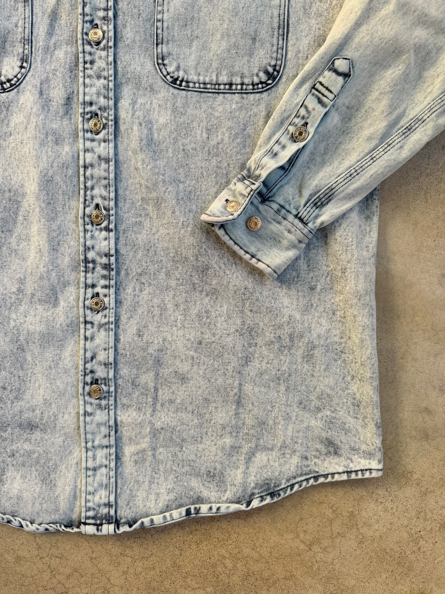 Vintage 1990s St. John's Bay Acid Wash Denim Shirt | Large