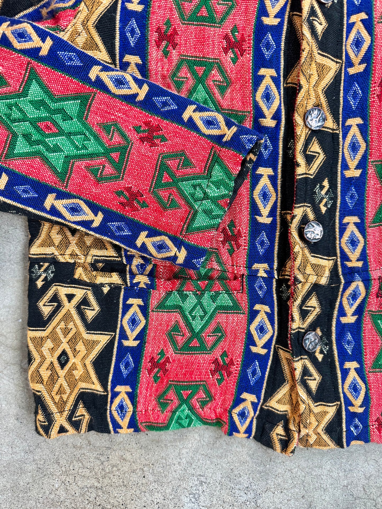 Vintage 1990s Multi-Color Southwestern Tapestry Jacket | S/M