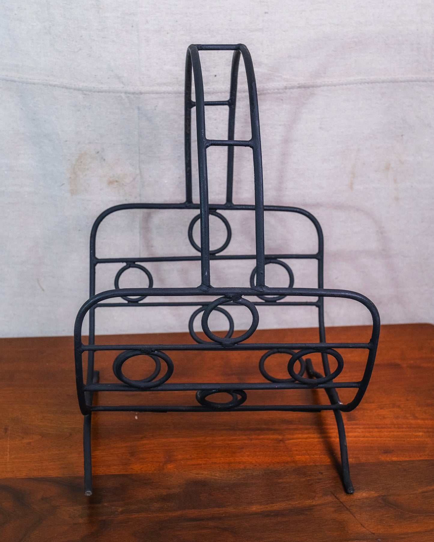 Vintage 1970s Wrought Iron Firewood Display Holder