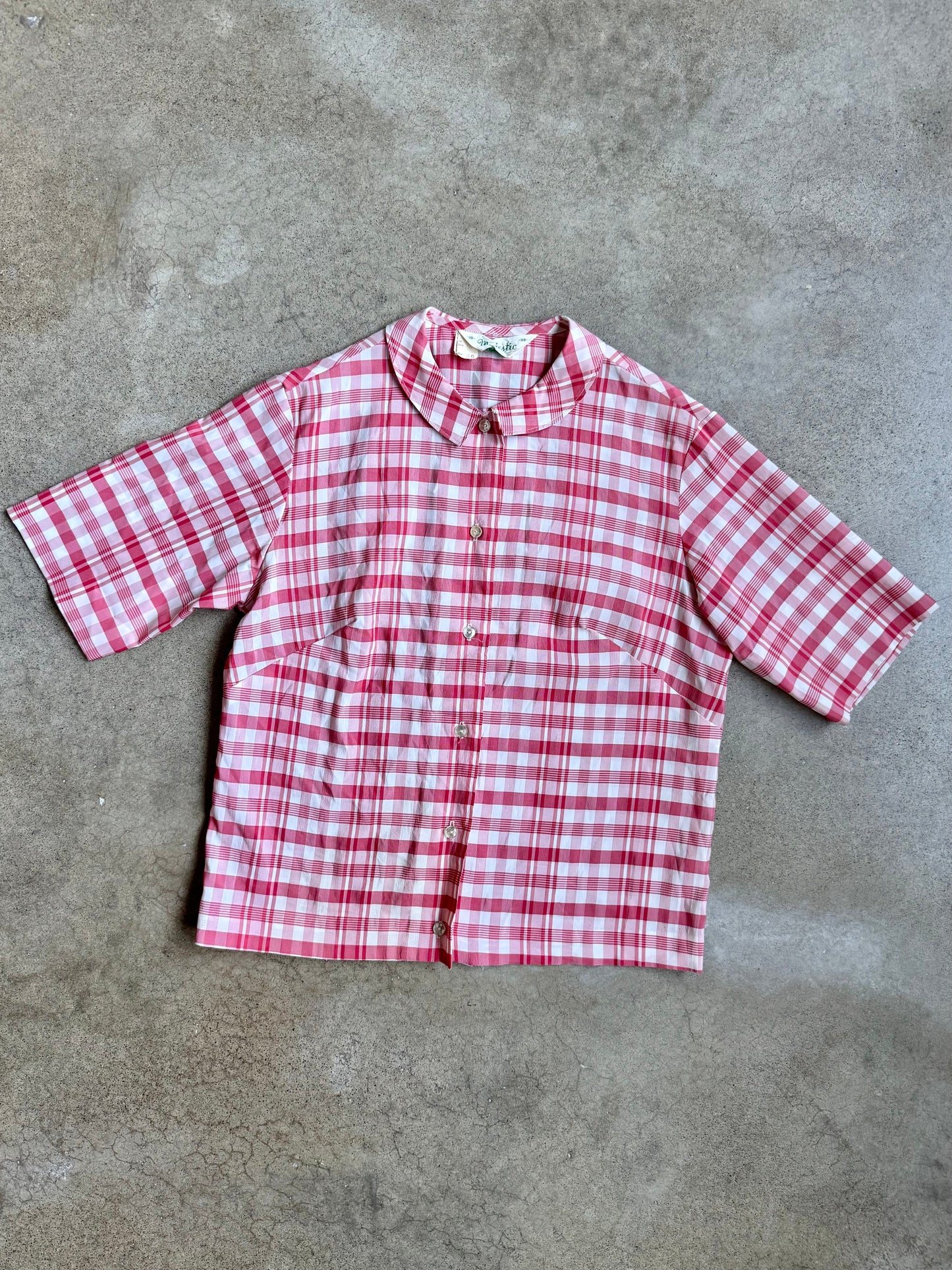 Vintage 1950s Majestic Red & White Plaid Two-Piece Skirt Set | XS