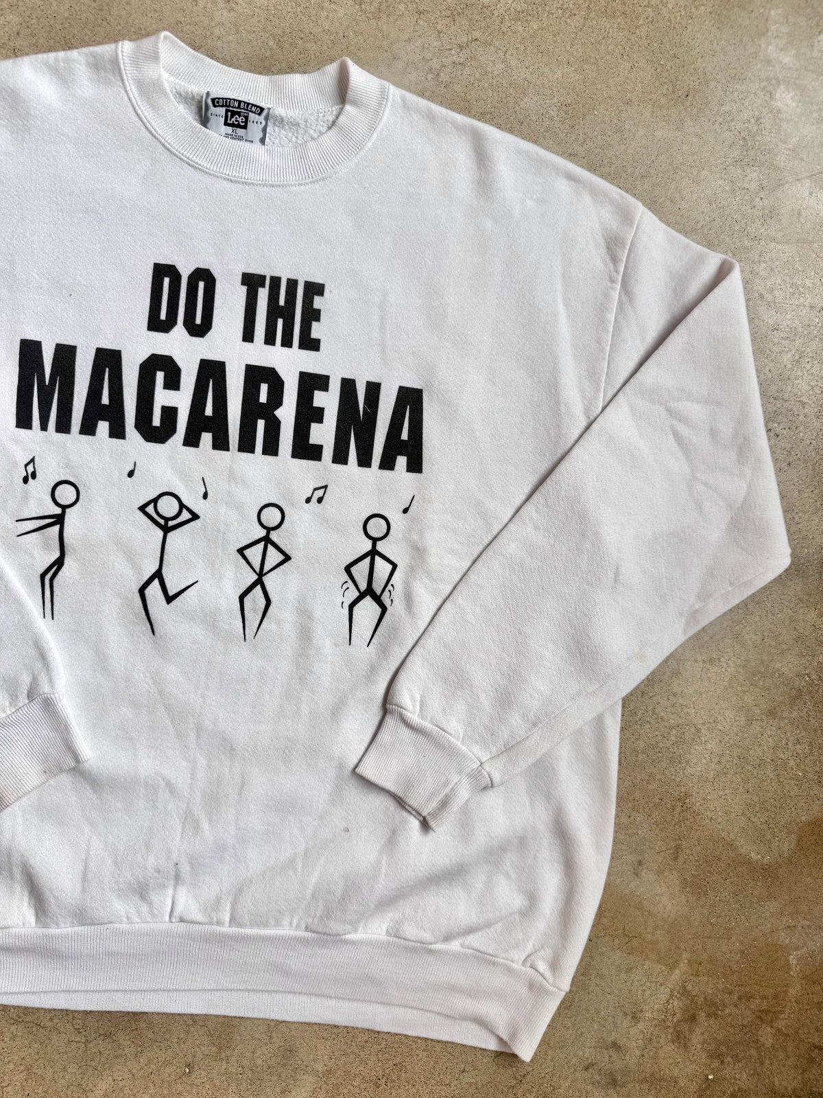 Vintage 1990s Lee White “Do The Macarena” Crewneck Sweatshirt | XL