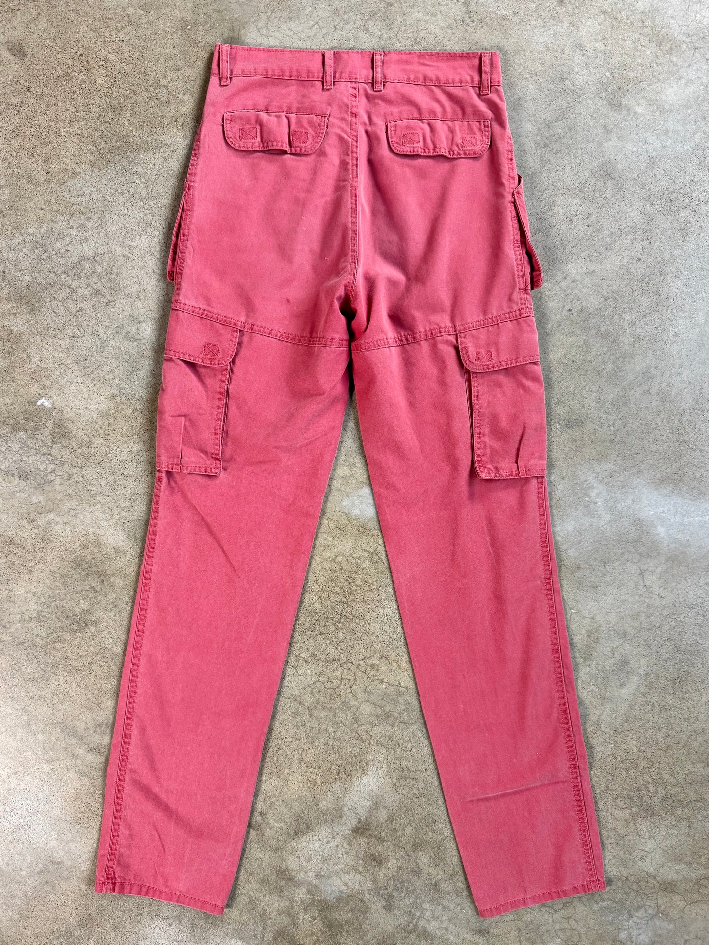 Vintage 1980s WinFox Paris Coral Red High-Waisted Cargo Pants | Waist 30”
