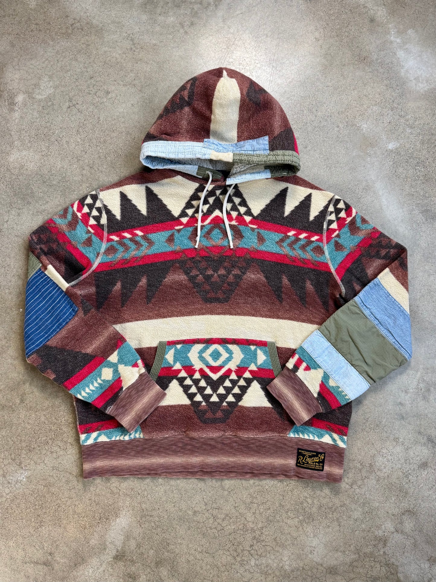Polo Ralph Lauren Southwestern Cotton Fleece Pullover Hoodie | Large