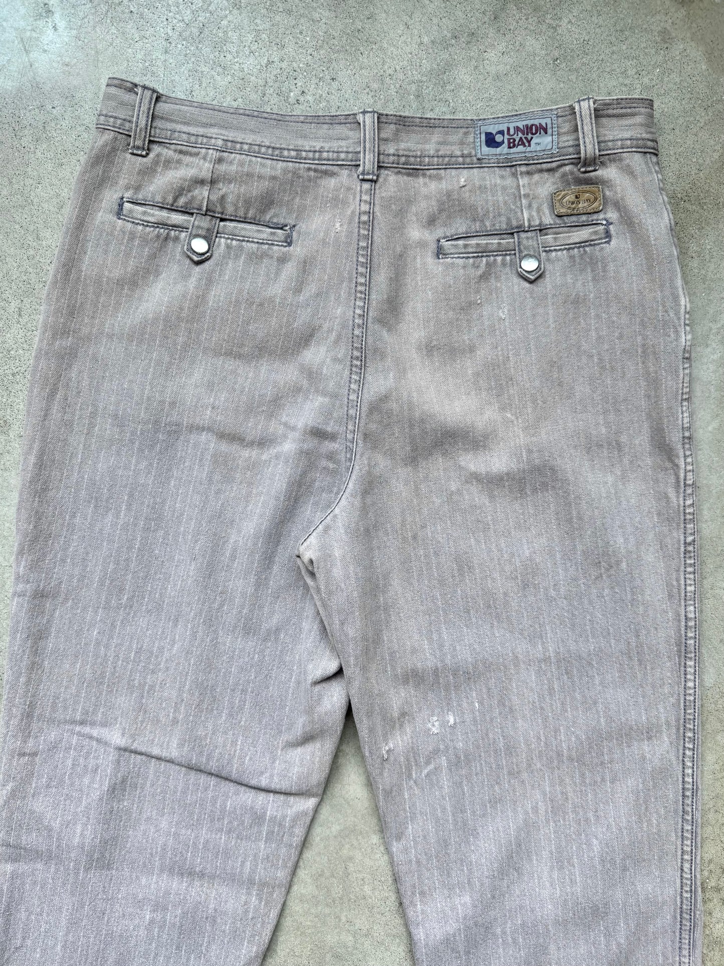 Vintage Unionbay Faded Grey Stripe Straight Leg Jeans | Waist 34”