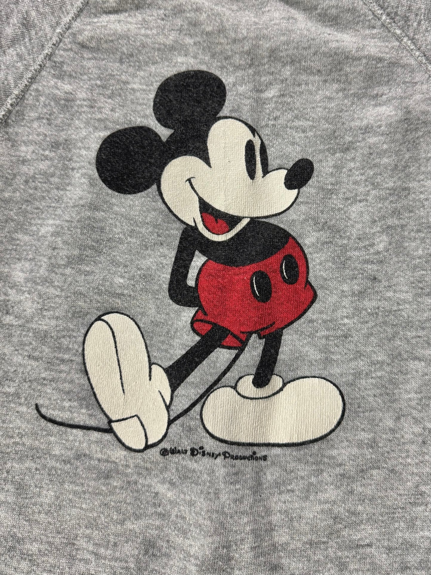 Vintage 1980s Disney Mickey Mouse Grey Raglan Sweatshirt | Youth XL