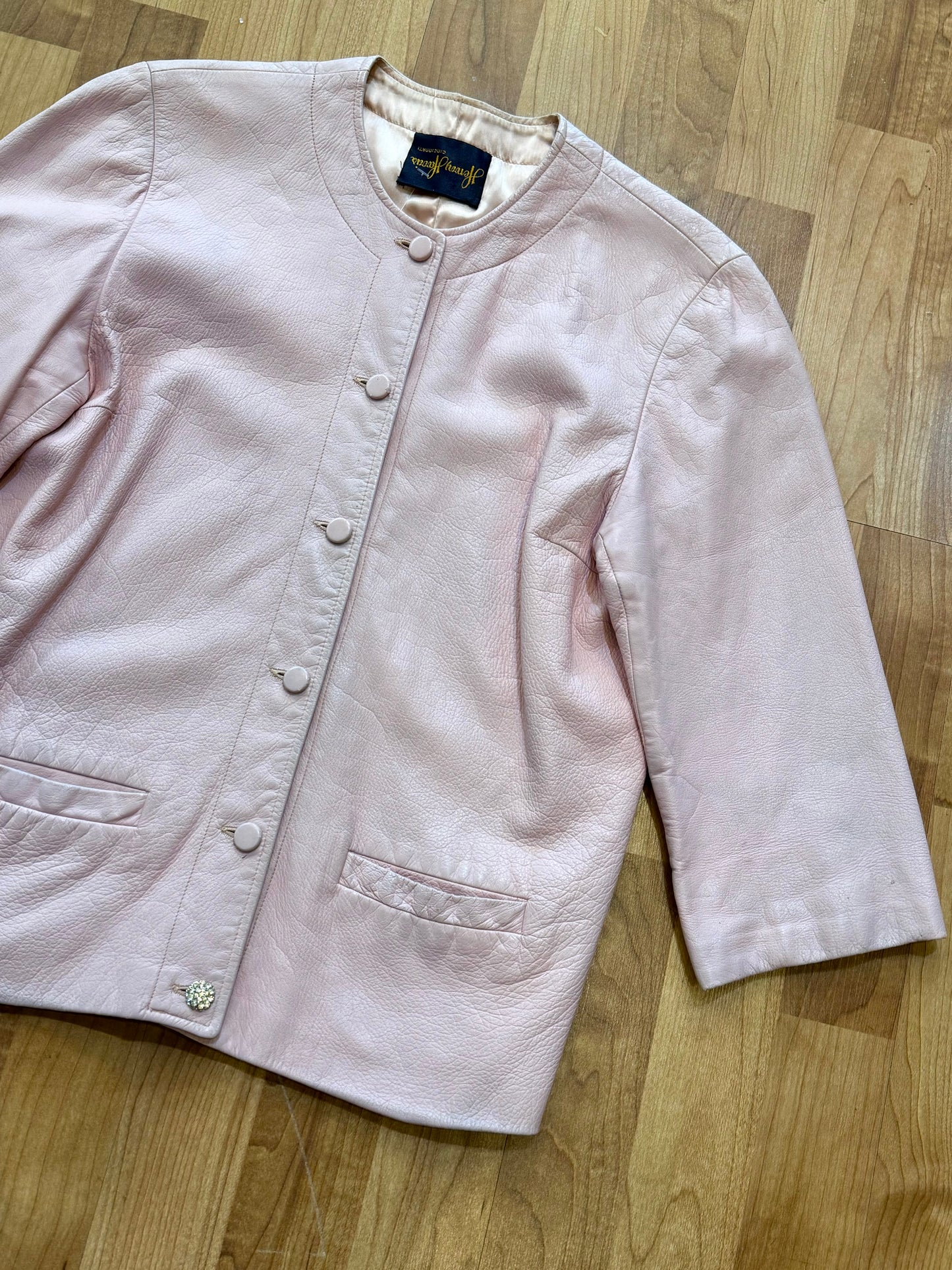 Vintage Henry Harris Pink Vegan Leather Jacket | Small