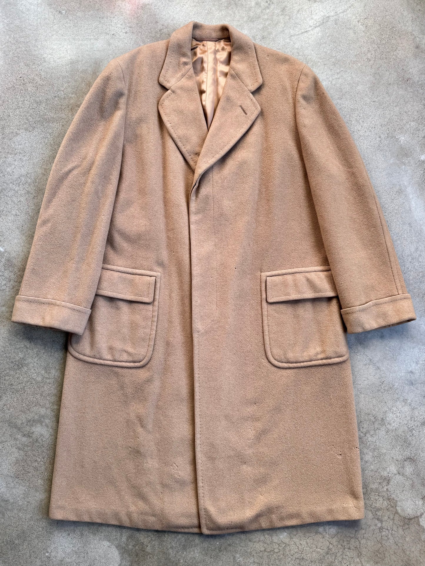 Vintage 1980s Lazarus Tan Cashmere Full-Length Overcoat | XL