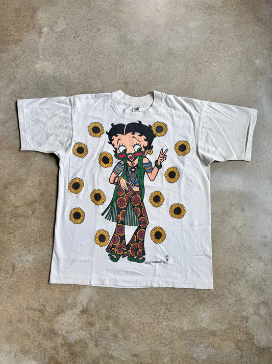 Vintage 1993 Betty Boop "Flower Power" Two-Sided Graphic Tee | Large