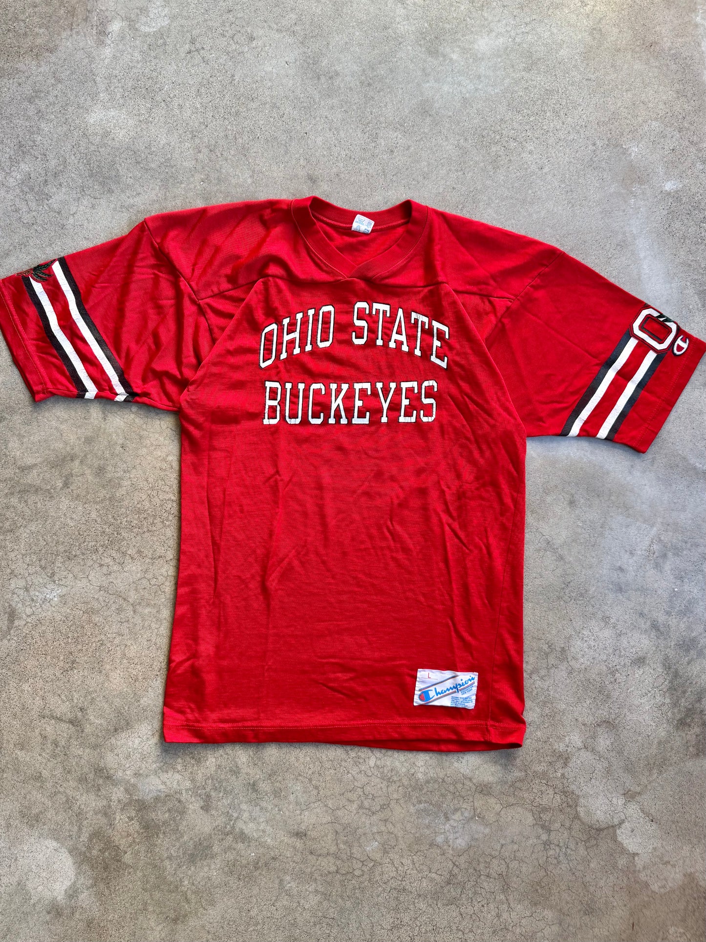 Vintage 1980s Champion Red Ohio State Football Jersey | Large