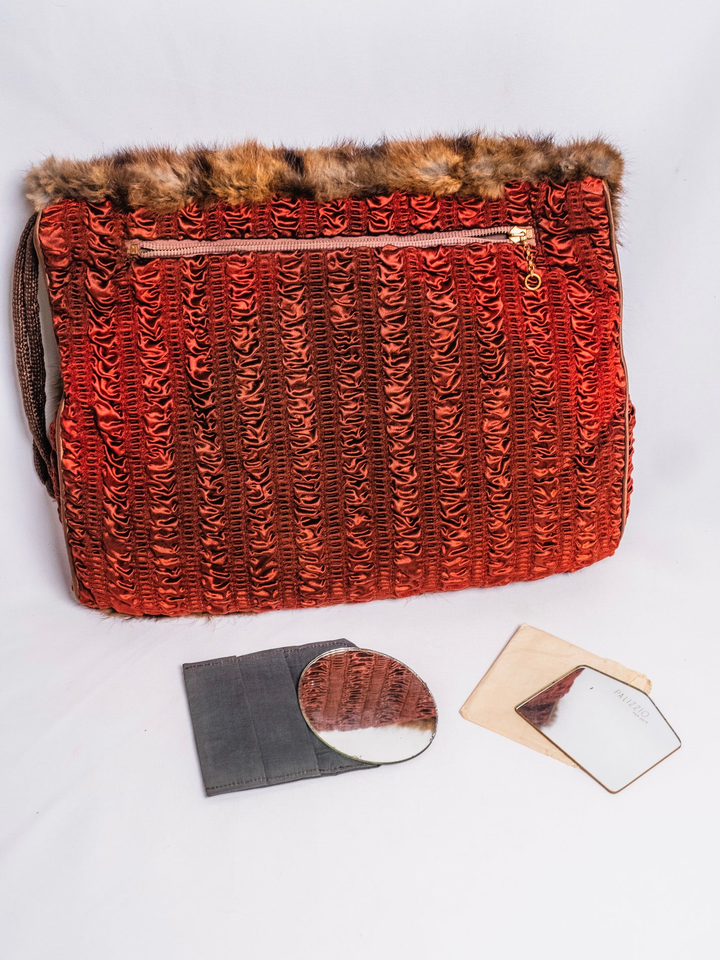 Vintage 1940s Brown Mink Fur Muff Clutch