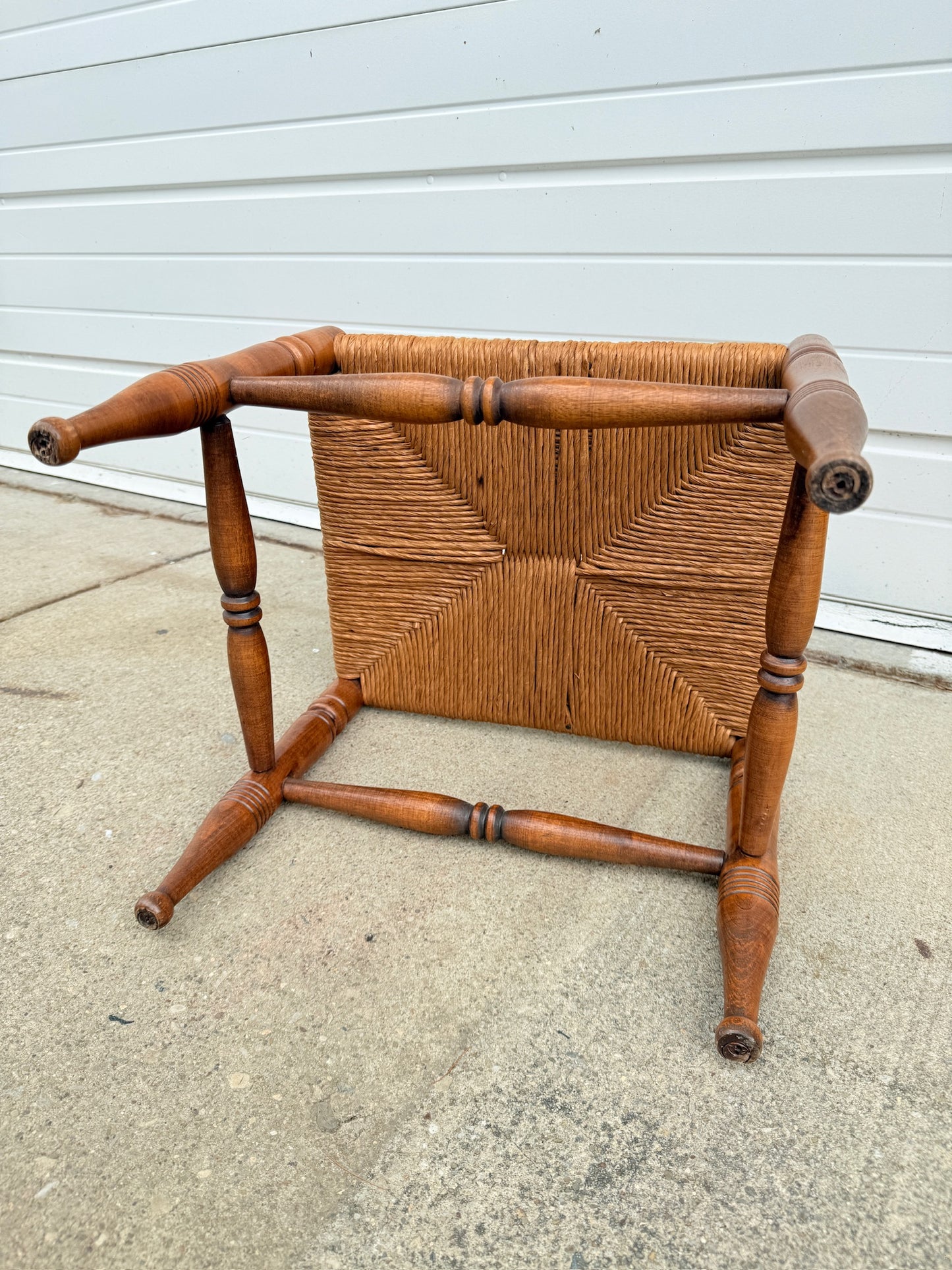 Vintage 1950s/60s Handmade Woven Wood Footstool
