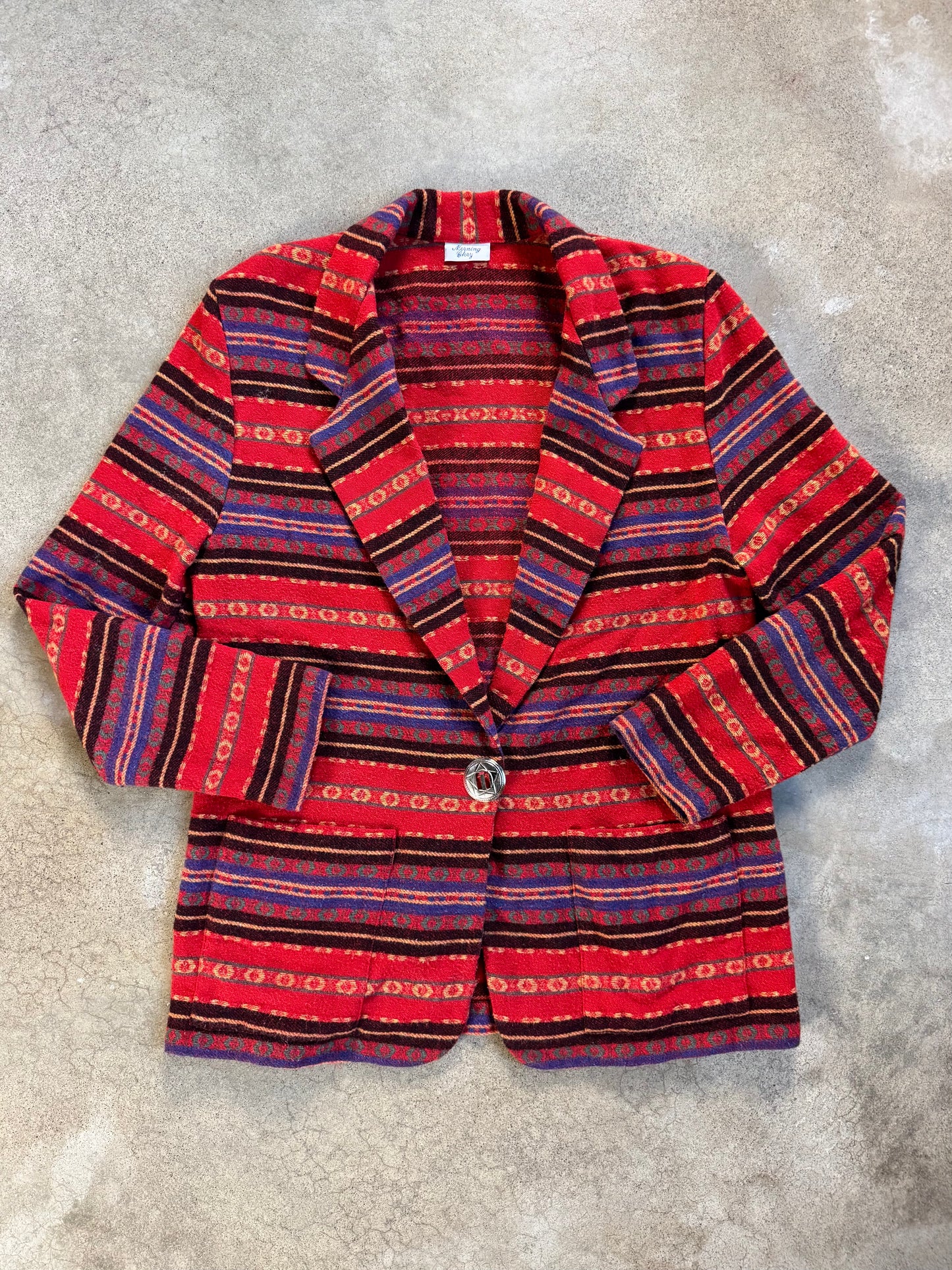 Vintage 1980s Morning Glory Southwestern Wool-Blend Blazer | S/M