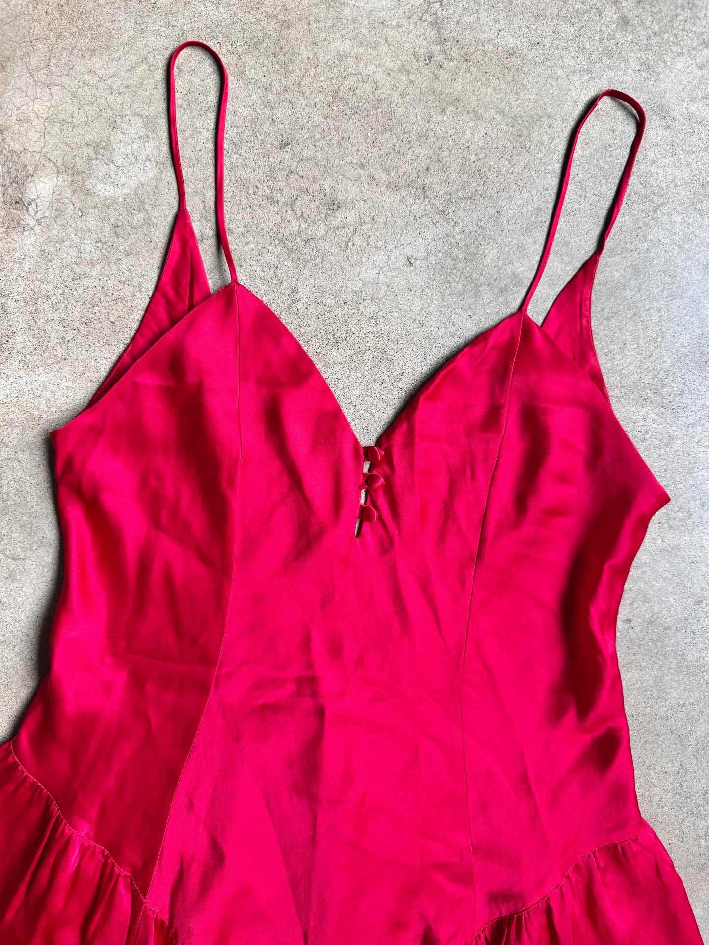 Vintage Victoria’s Secret Gold Label 100% Silk Red Drop Waist Mini Slip Dress | Large