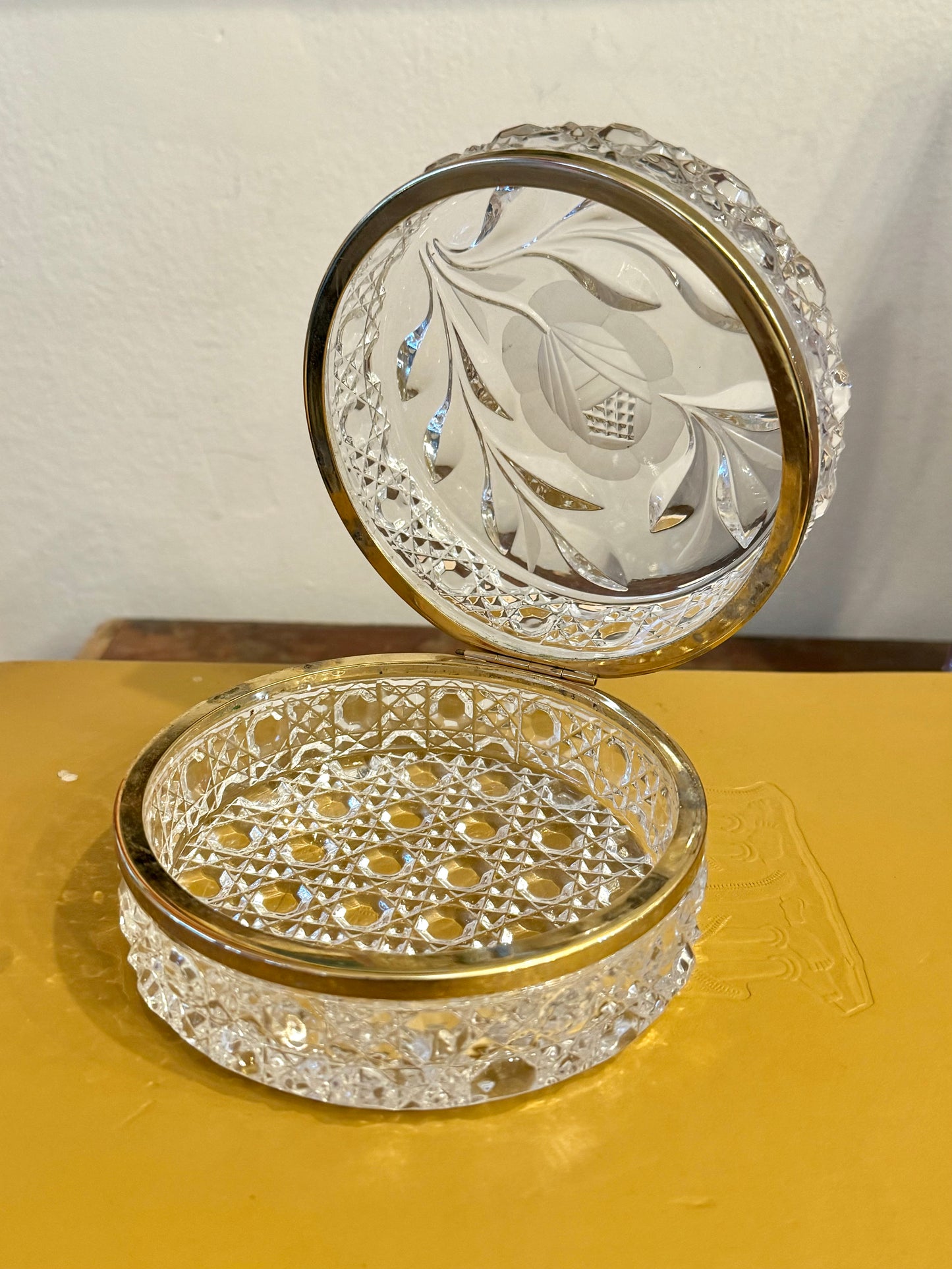 Vintage Baccarat Lead Crystal Circular Trinket Box