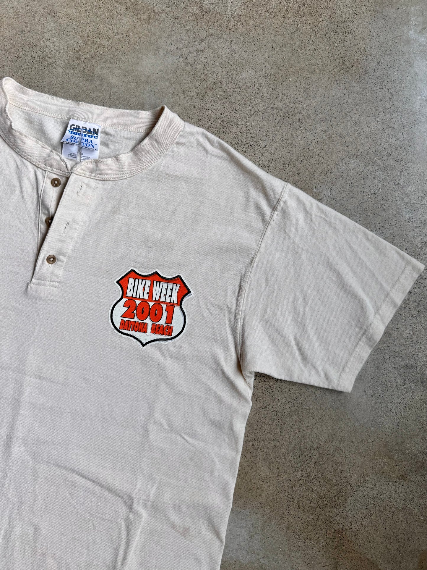 2001 Daytona Beach Bike Week Henley Graphic Tee | Medium