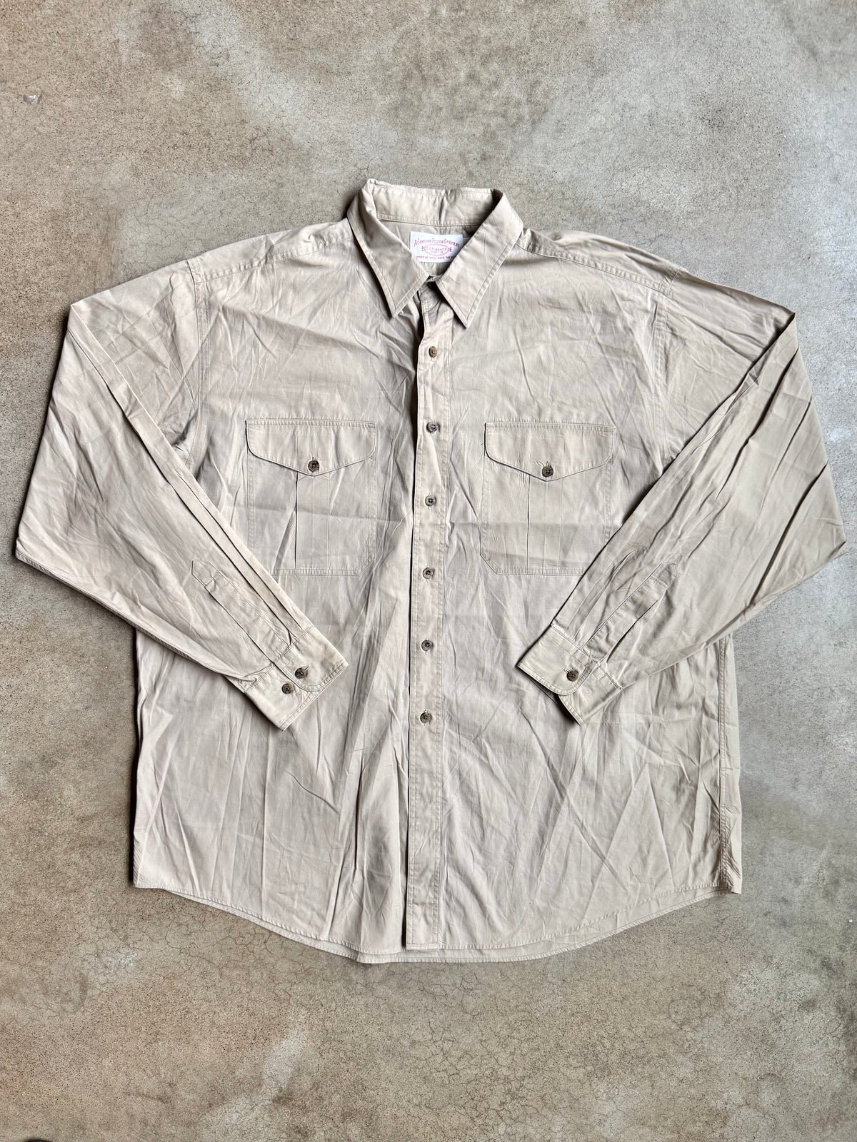 Vintage 1990s Filson Beige Khaki Cotton Utility Shirt | XXL