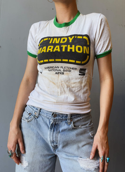 Vintage 1970’s Indy Marathon 500 Festival Two-Sided Graphic T-Shirt