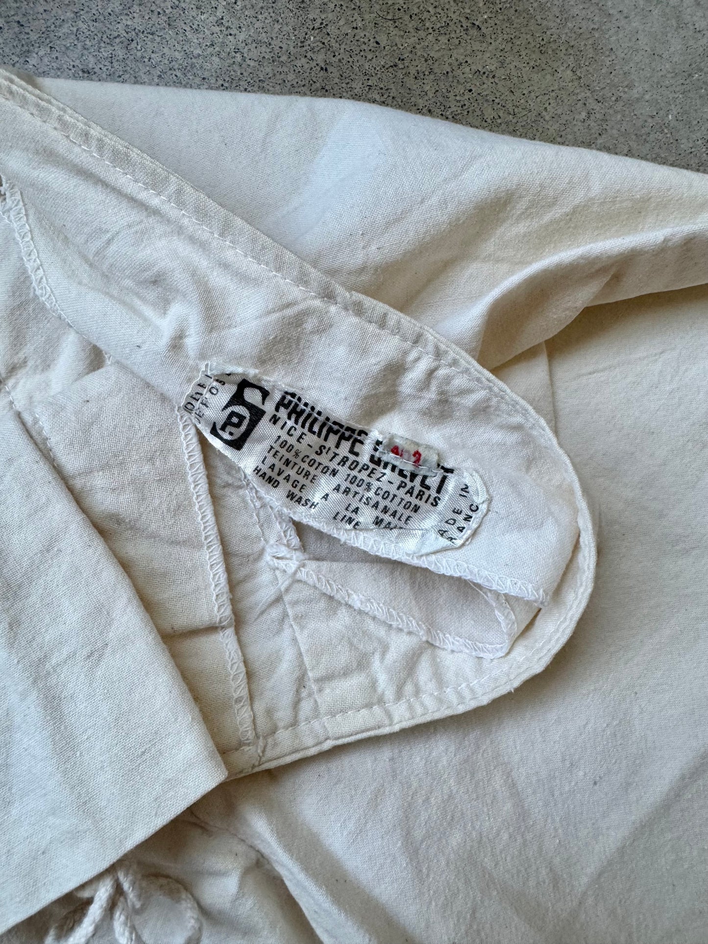 Vintage 1970s Philippe Salvet French Cotton Lace-Up Bell Bottom Pants | S/M