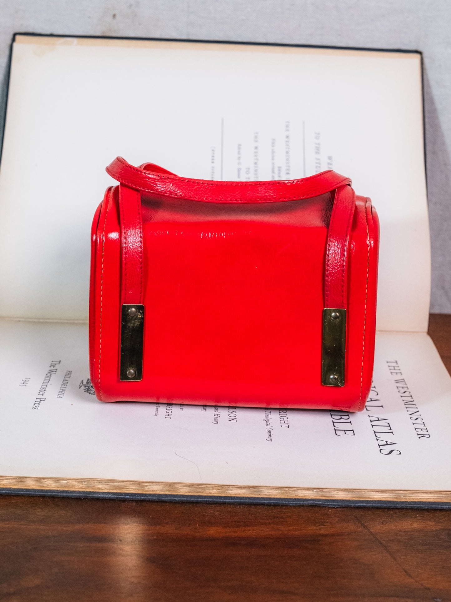 Vintage 1960s Garay Red Faux Leather Top Handle Bag