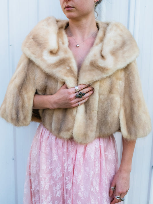 Vintage 1950s John Tauben EMBA Natural Taupe Mink Fur Stole