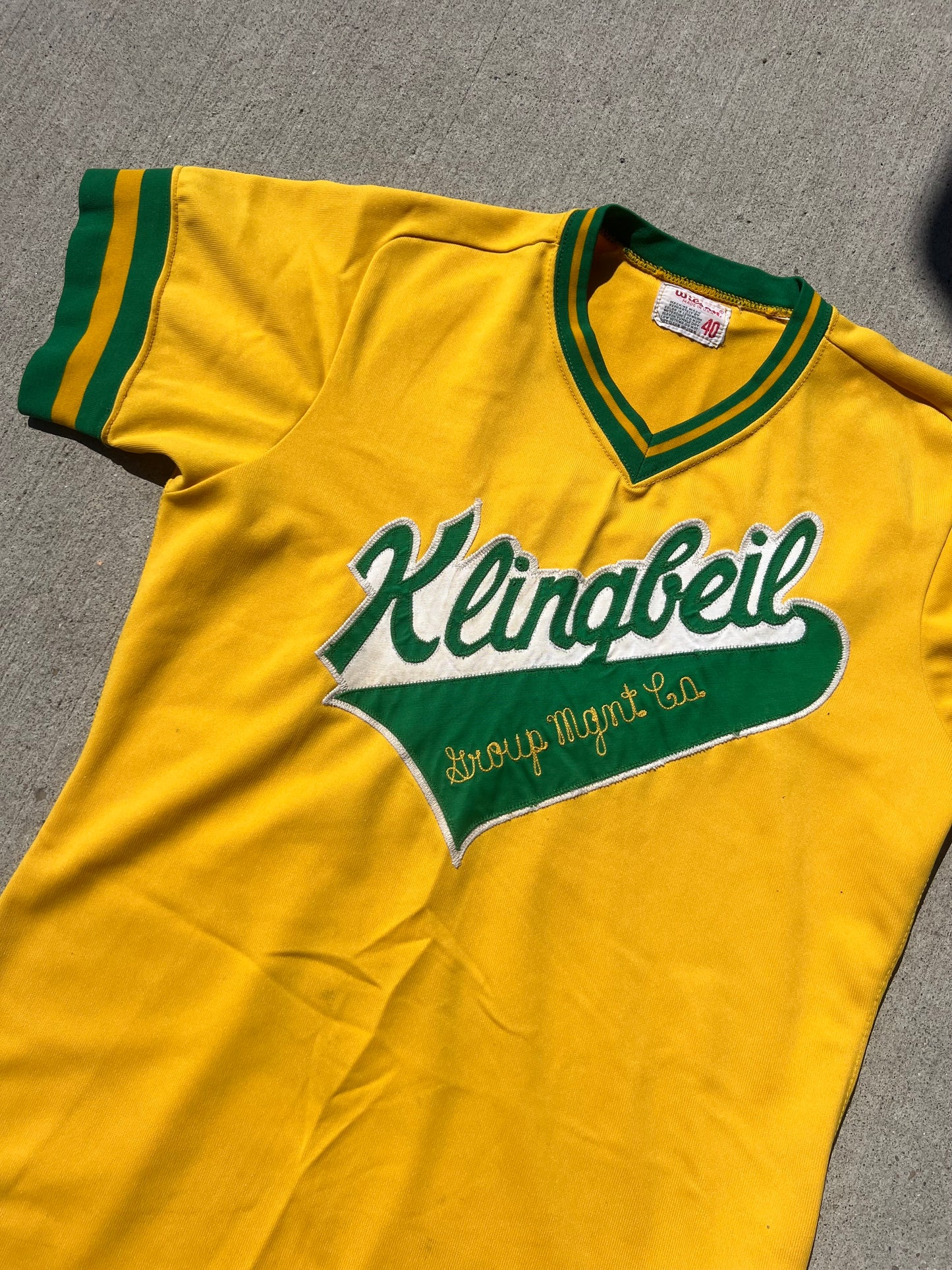 Vintage 1980s Wilson Klingbeil Management #7 Baseball Jersey