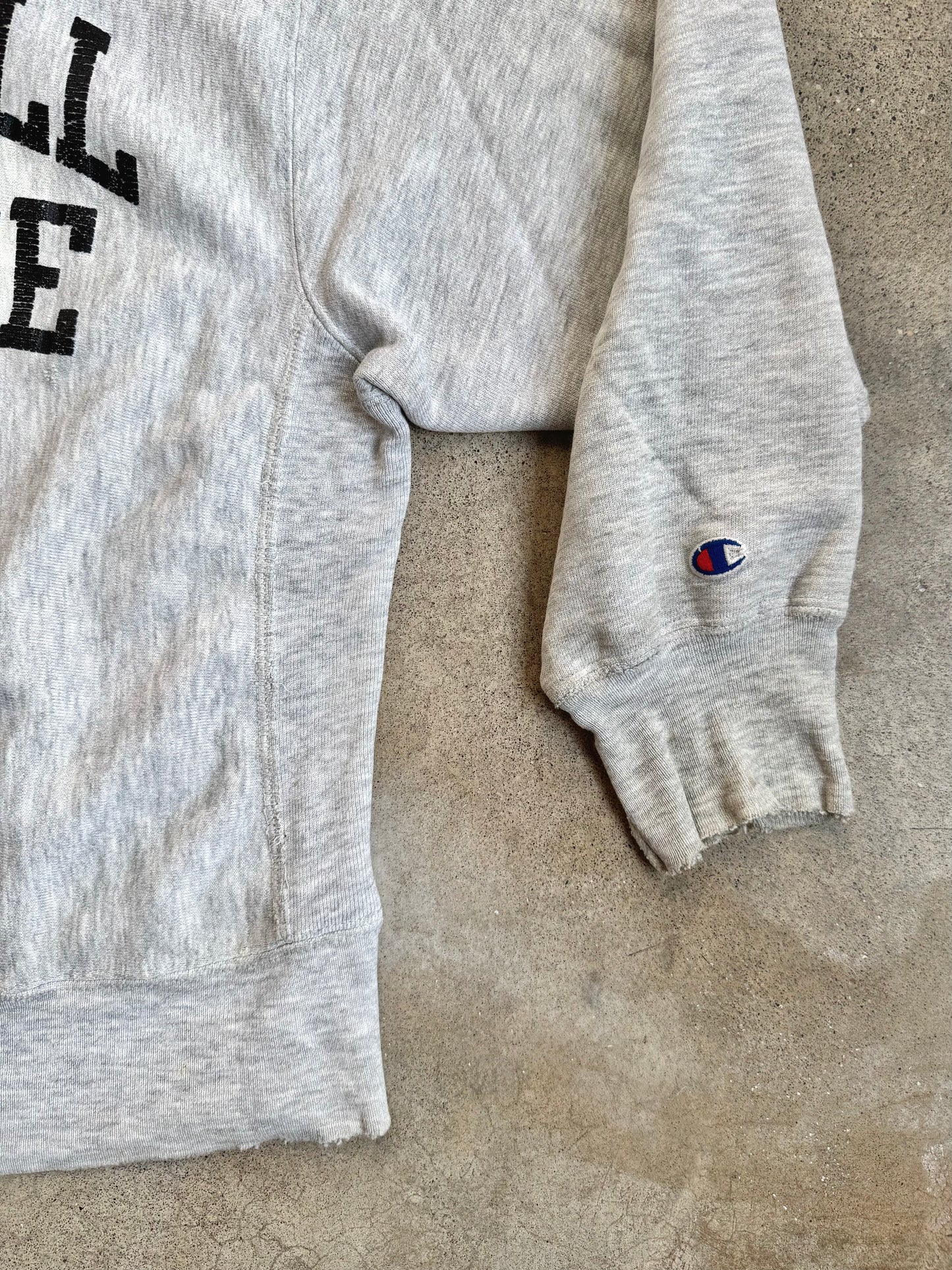 Vintage 1970s Champion Reverse Weave Grinnell College Distressed Sweatshirt | Medium