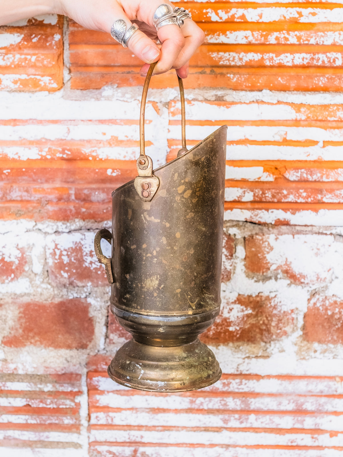 Vintage Brass Coal Scuttle Ash Bucket