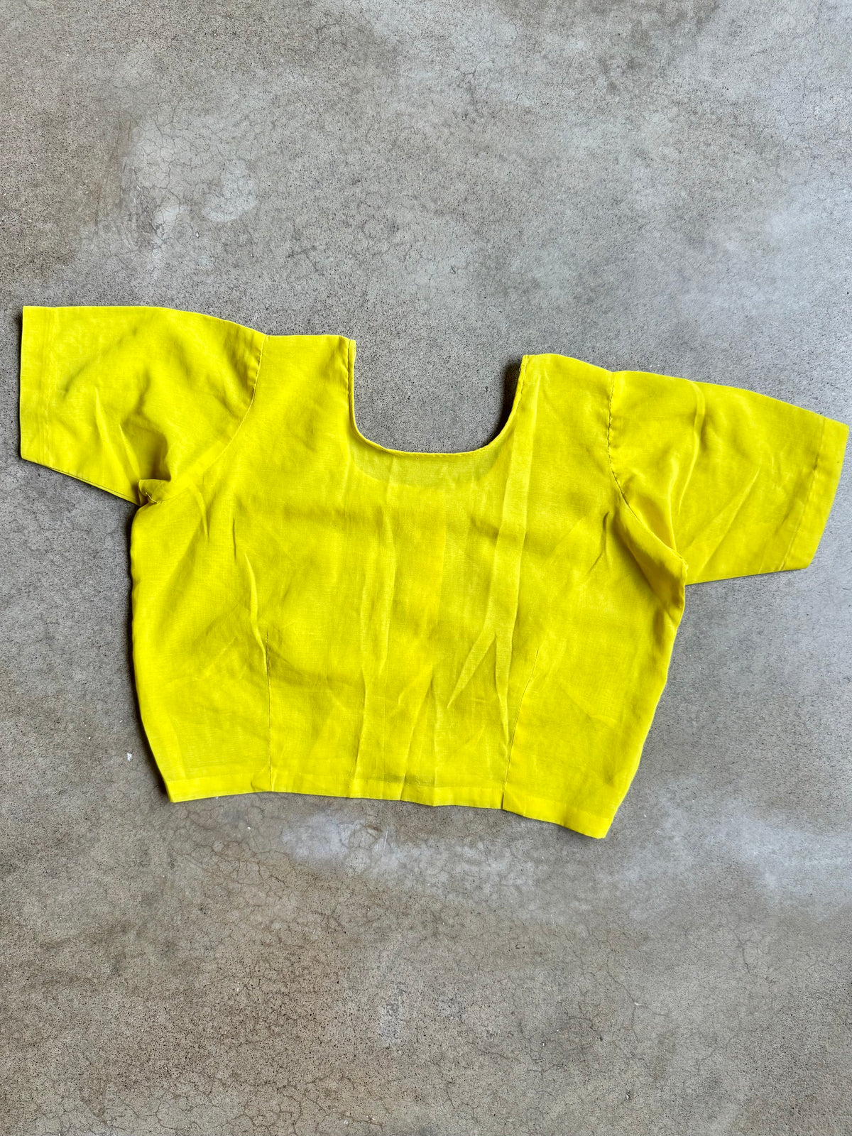 Vintage Handmade Yellow Cropped Blouse | Medium
