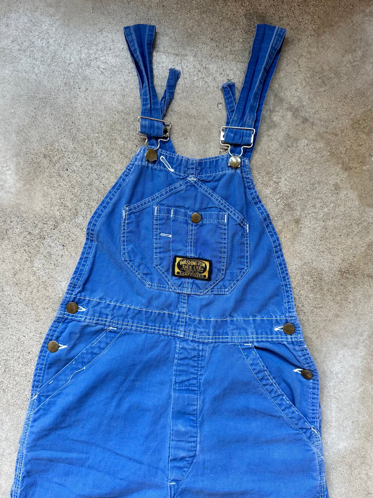 Vintage 1960s Washington DeeCee Blue Dyed Denim Bib Overalls | XS