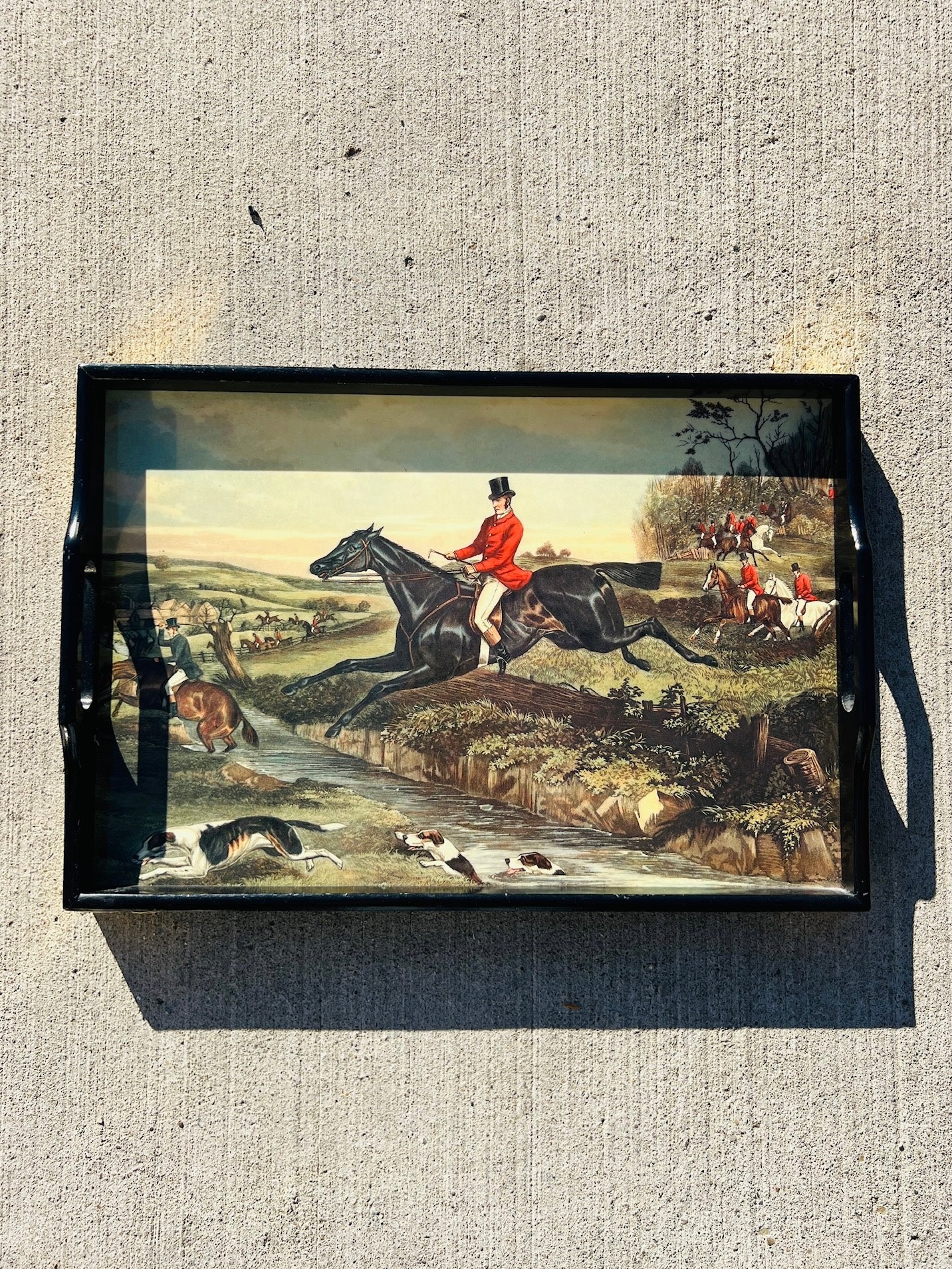 Vintage 1980s Lazarus Englishmen Fox Hunt Scene Serving Tray