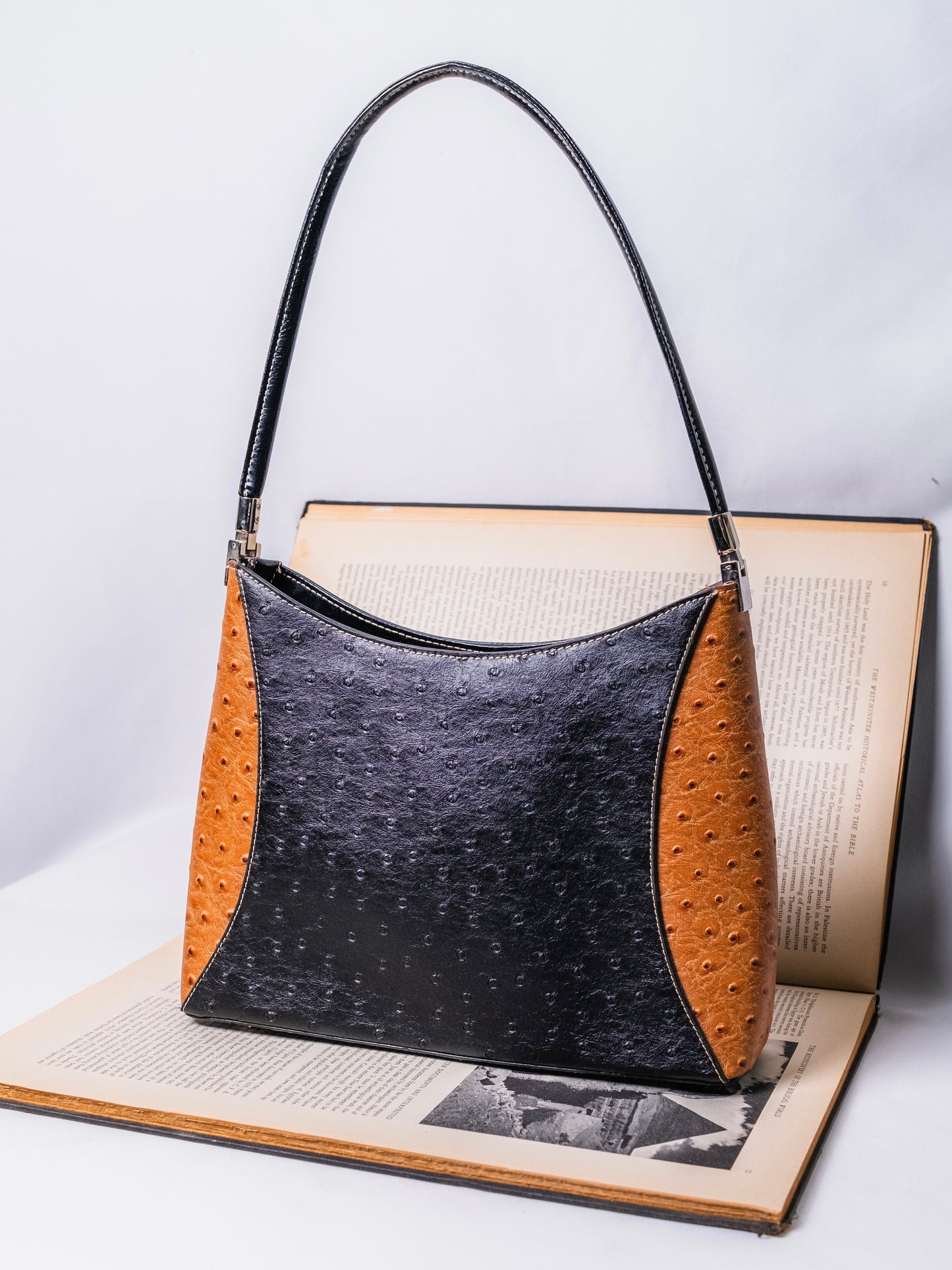 90s Prada Dupe Faux Ostrich Shoulder Bag