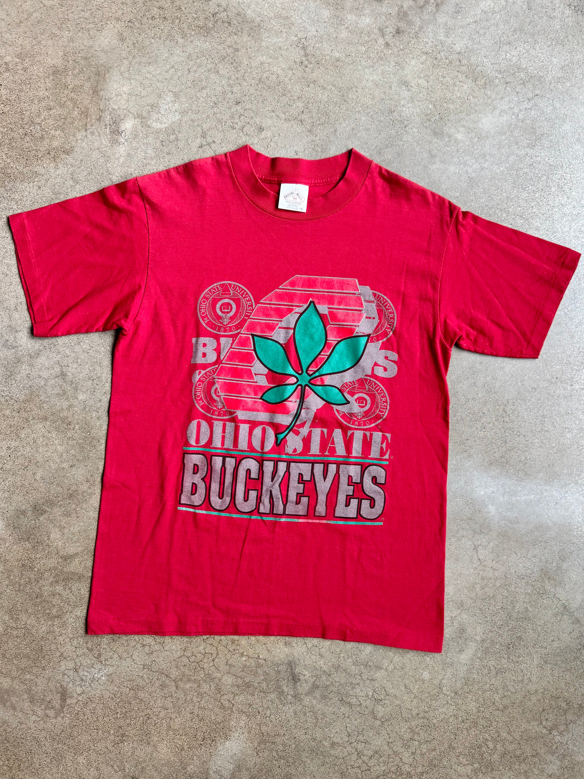 Vintage 1990s Crystal Mills Red Ohio State Red Graphic Tee | Medium
