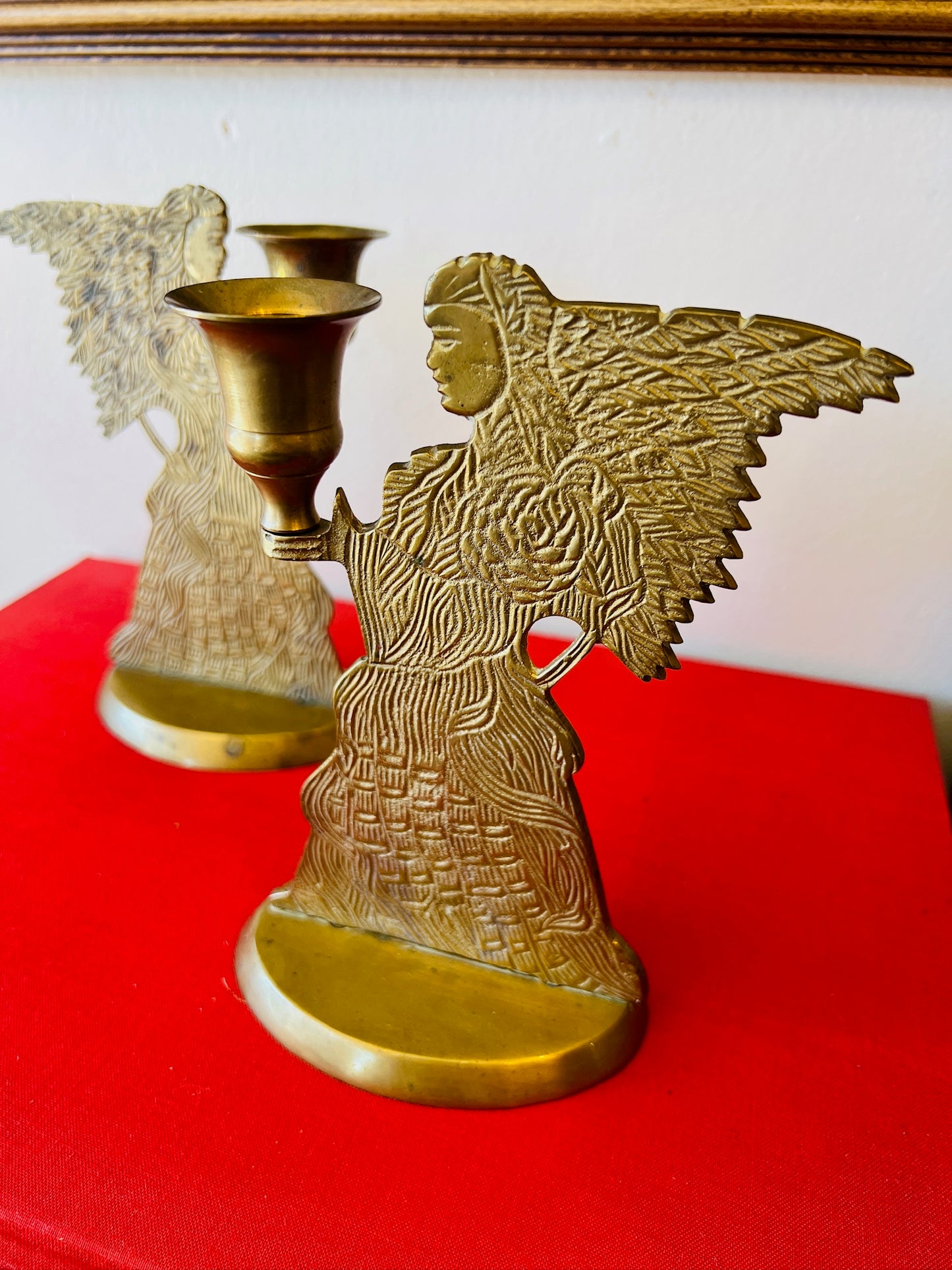 Vintage Brass Angel Candle Holders | Set of 2