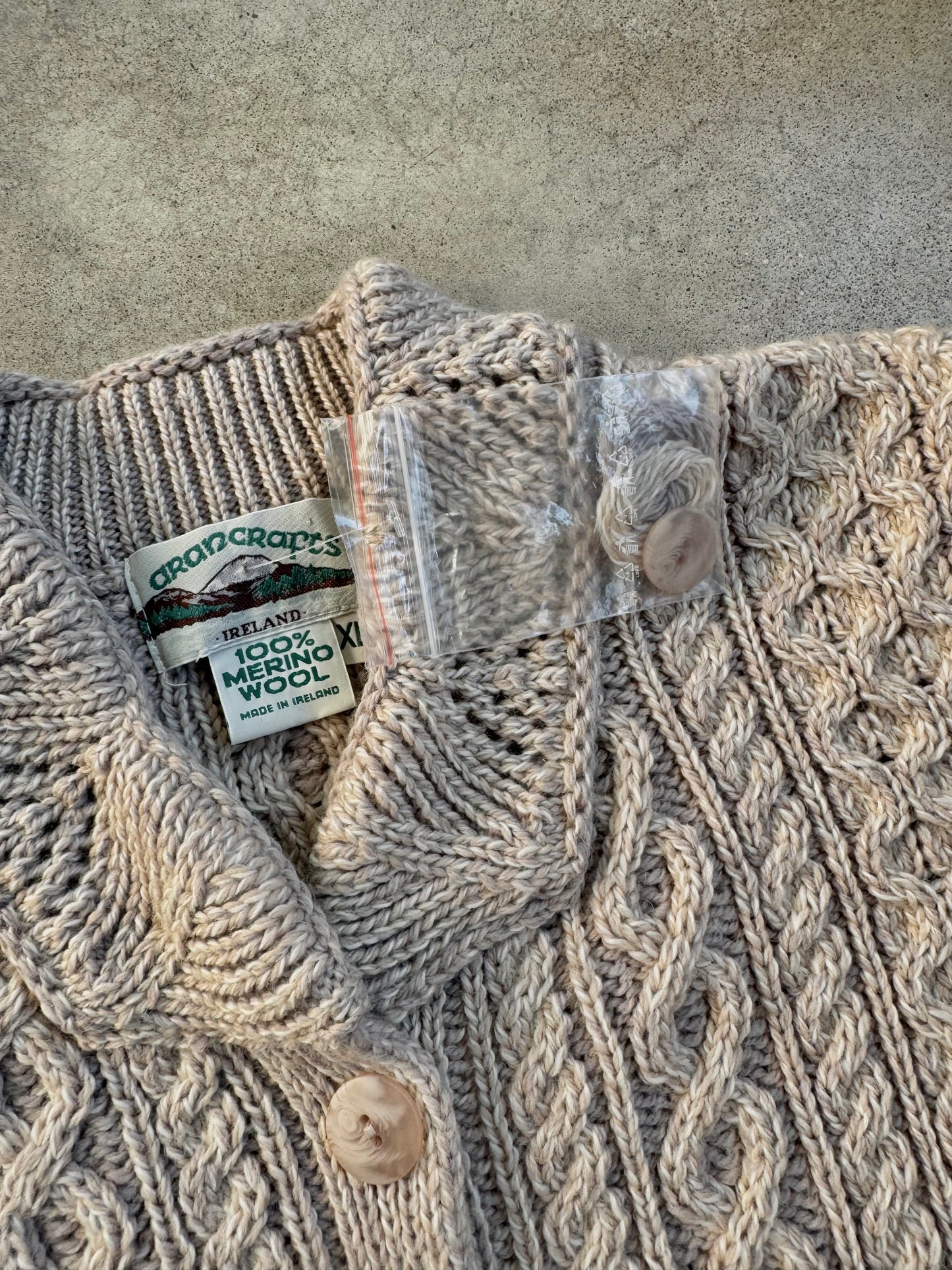 Vintage 1990s Aran Crafts Merino Wool Cable-Knit Longline Cardigan | XL