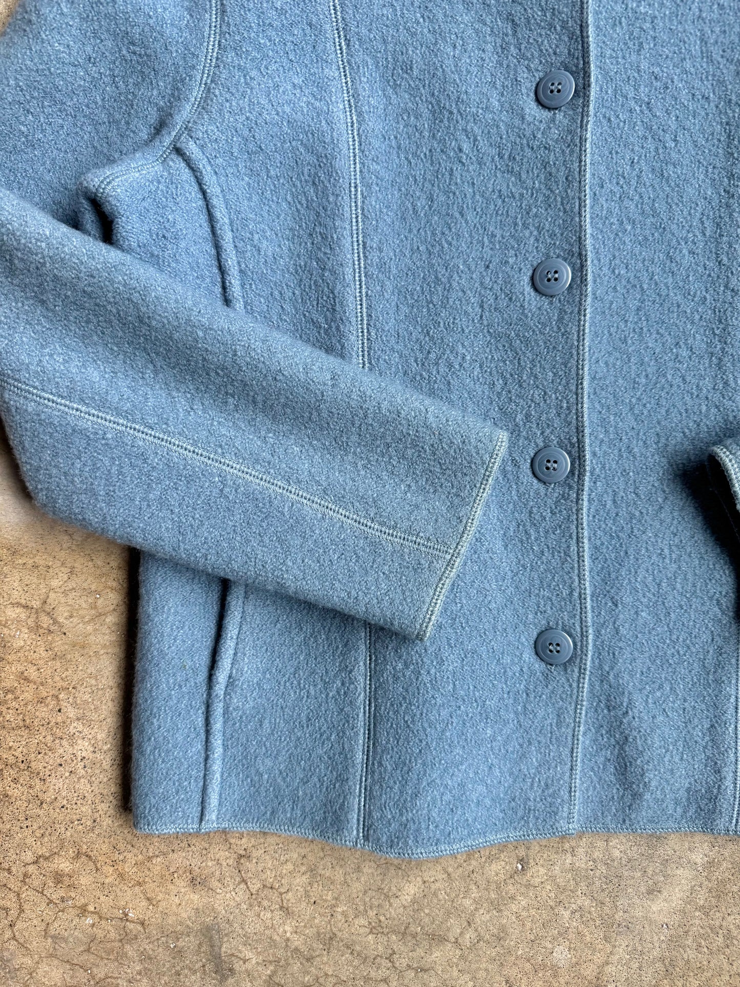 Vintage 1990s Petite Sophisticate Baby Blue Wool Jacket | Small