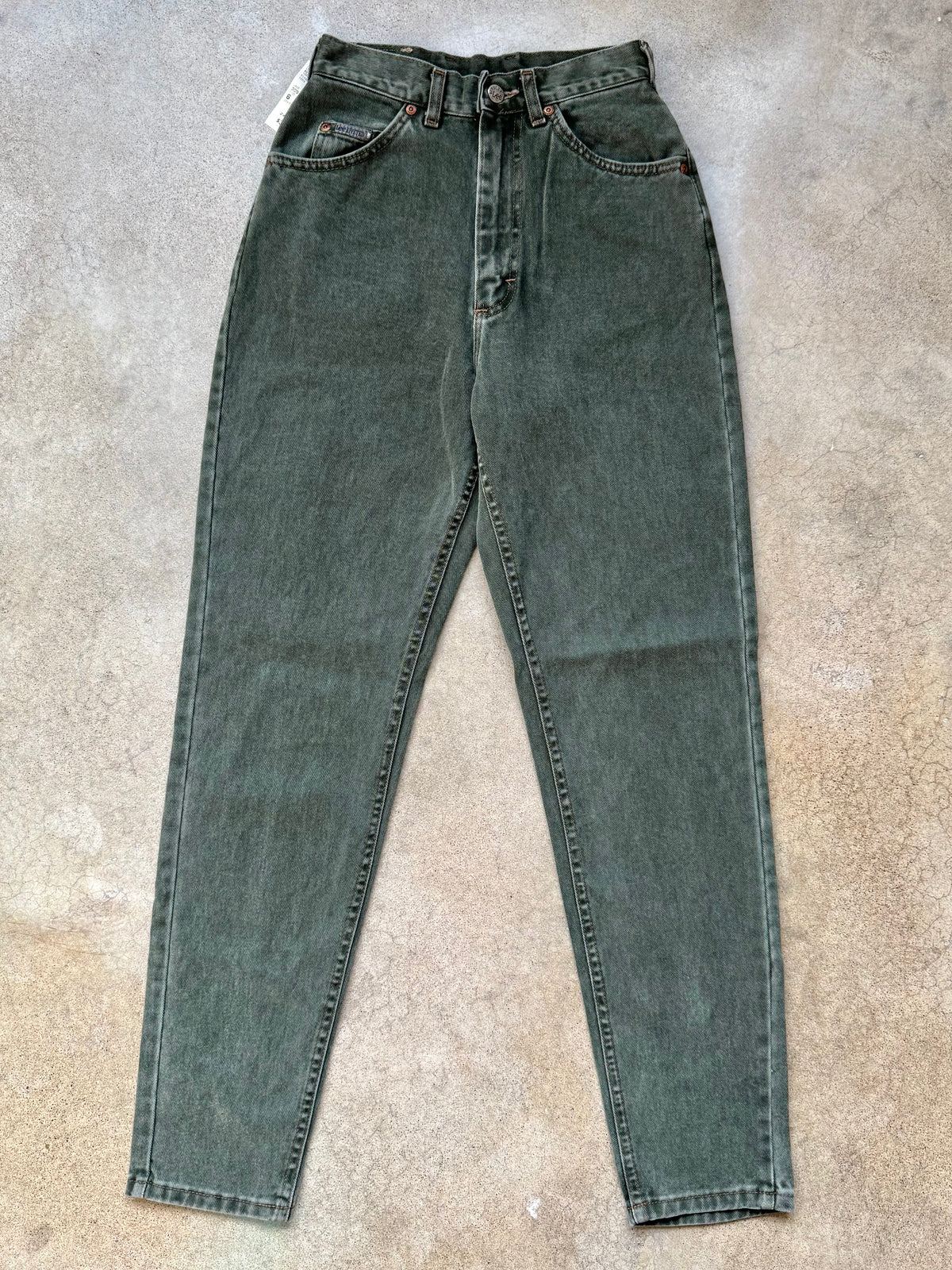 Vintage 1990s Deadstock Lee Riveted Green High-Waisted Jeans | Waist 26”