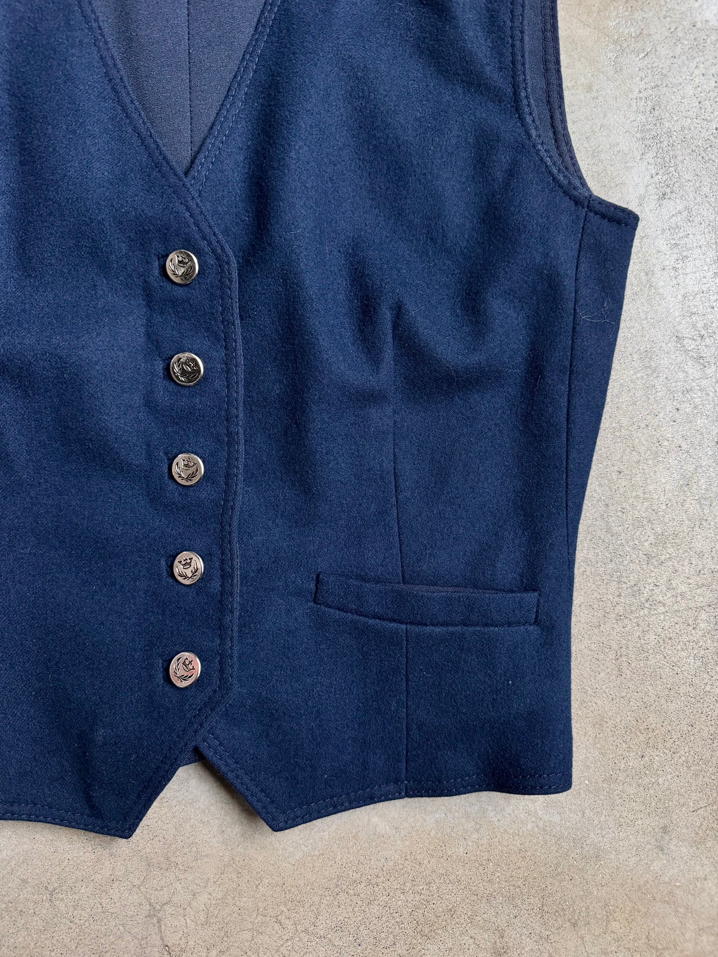 Vintage Hand-Tailored Pendleton Navy Blue Wool Vest | XS/S