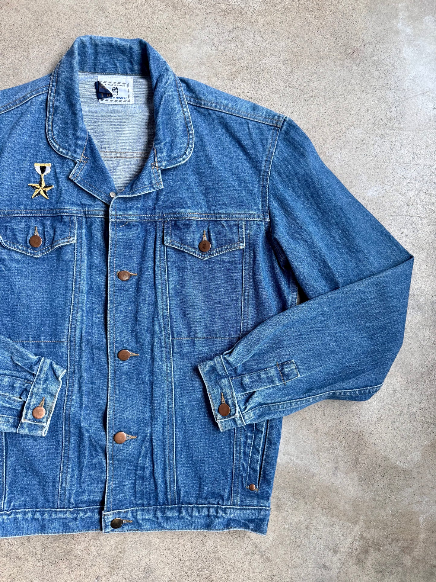 Vintage 1990s Limited Express Patched Denim Trucker Jacket | Medium